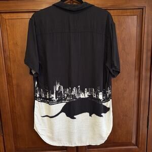 Ksubi Men’s Short Sleeve Button Down Shirt Size Medium City Rat Skyline